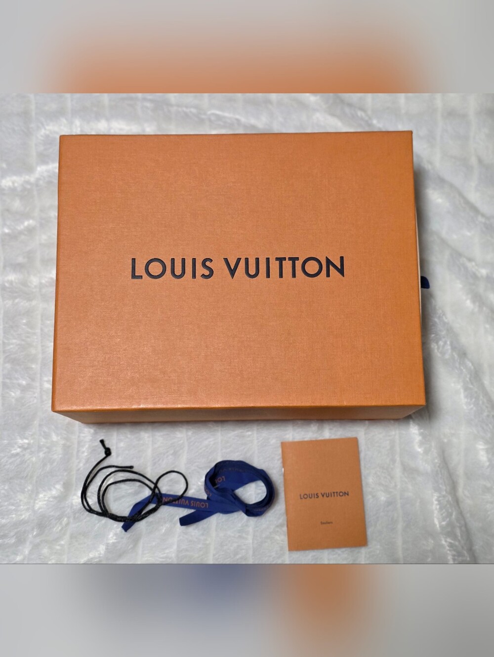 Authentic Louis Vuitton Orange Box with Ribbon and Booklet-13.4"Wx10.5"Hx5.3"D